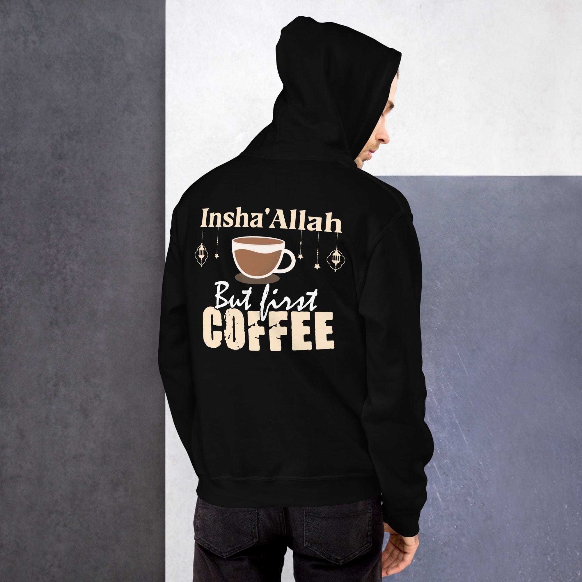 Muslim Threads Black / S Inshallah But First Coffee