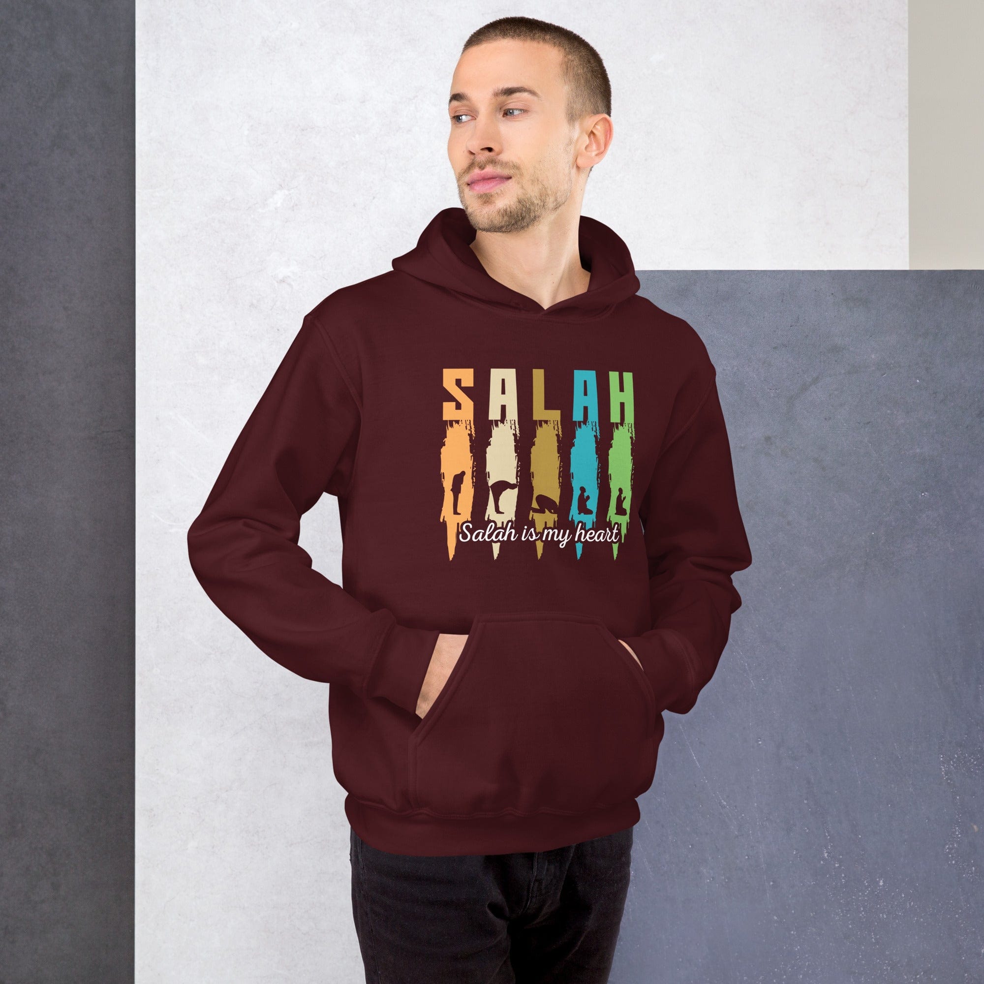 Muslim Threads Maroon / S salaah is my heart - Hoodie