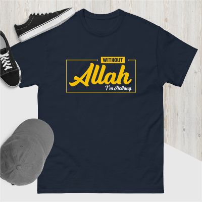 Muslim Threads T-Shirt Islamic Tee Shirt - Unisex Softstyle T-Shirt -Without Allah i am Nothing Quote Design