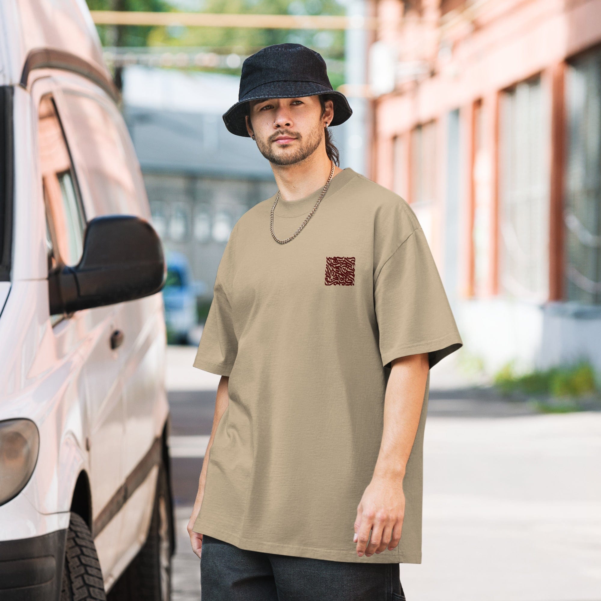 Muslim Threads tee shirt Faded Khaki / S Oversized calligraphic Tee shirt