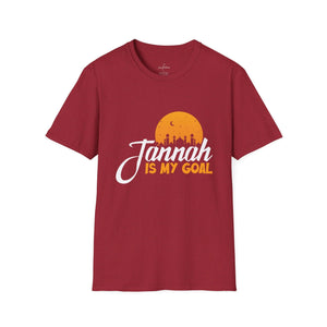 Printify T-Shirt Antique Cherry Red / S Islamic Tee Shirt - Unisex Softstyle T-Shirt -Jannah is my Goal Quote Design