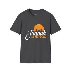 Printify T-Shirt Dark Heather / XS Islamic Tee Shirt - Unisex Softstyle T-Shirt -Jannah is my Goal Quote Design