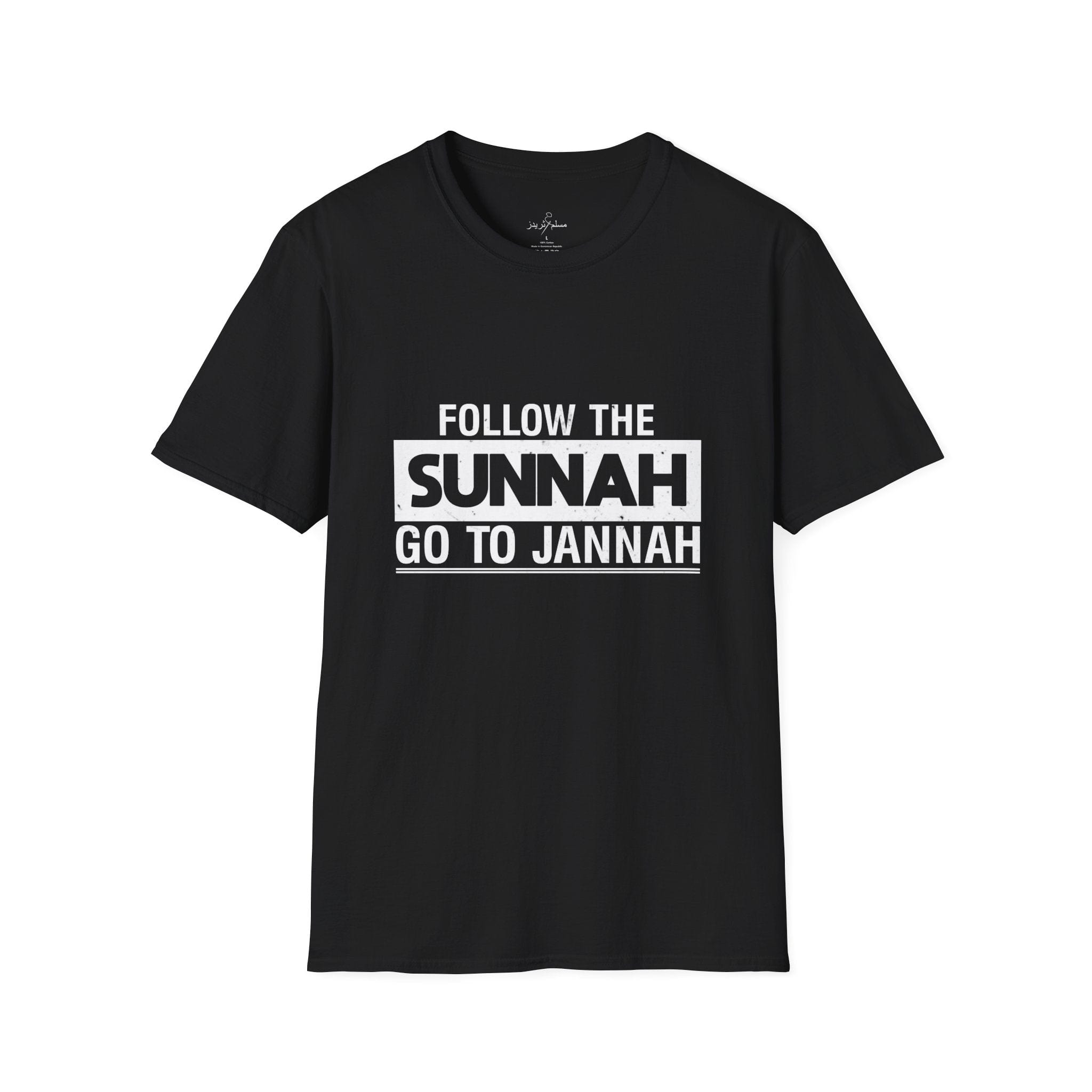 Printify T-Shirt Islamic Tee Shirt - Unisex Softstyle T-Shirt - Follow the Sunnah Go to Jannah Quote Design