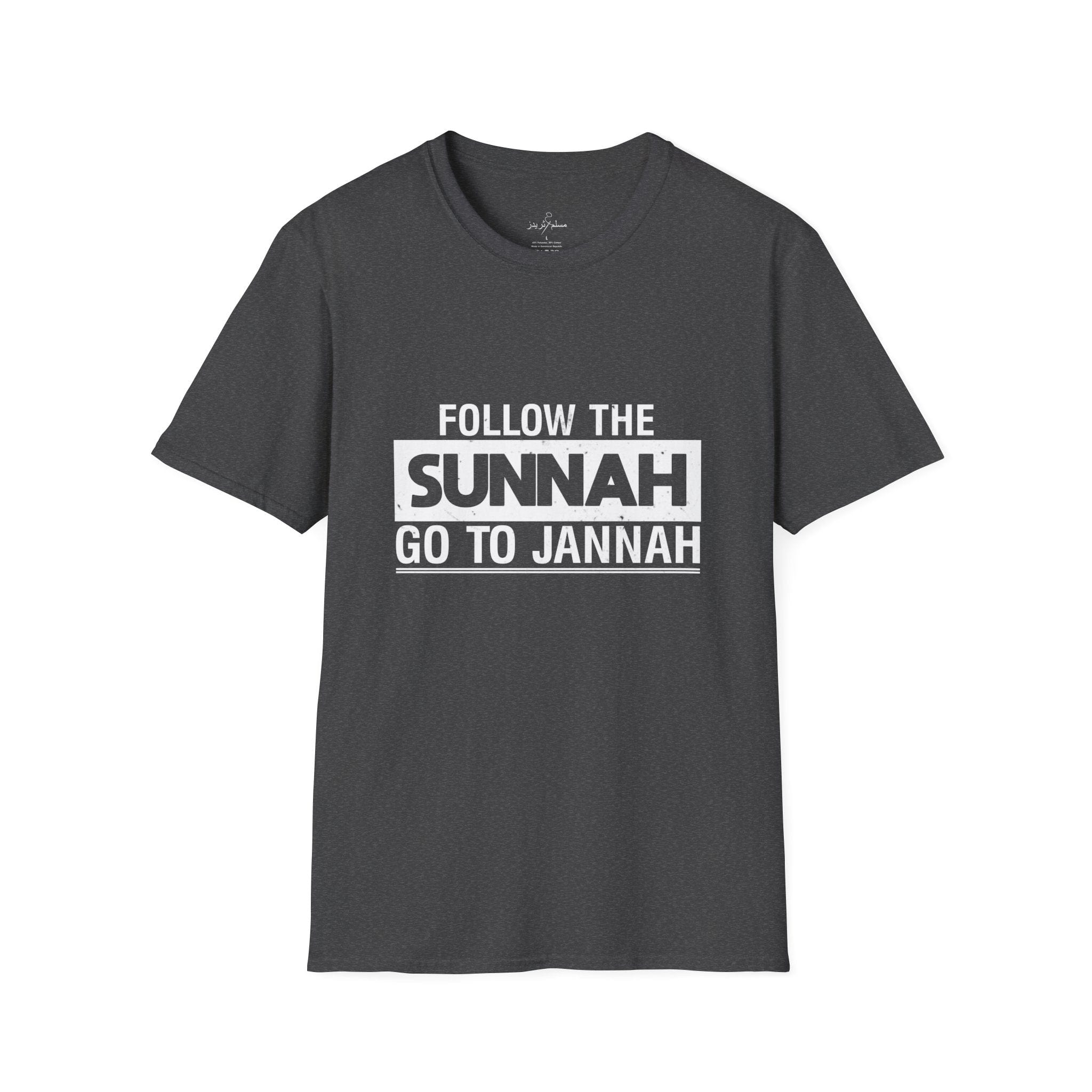 Printify T-Shirt Islamic Tee Shirt - Unisex Softstyle T-Shirt - Follow the Sunnah Go to Jannah Quote Design