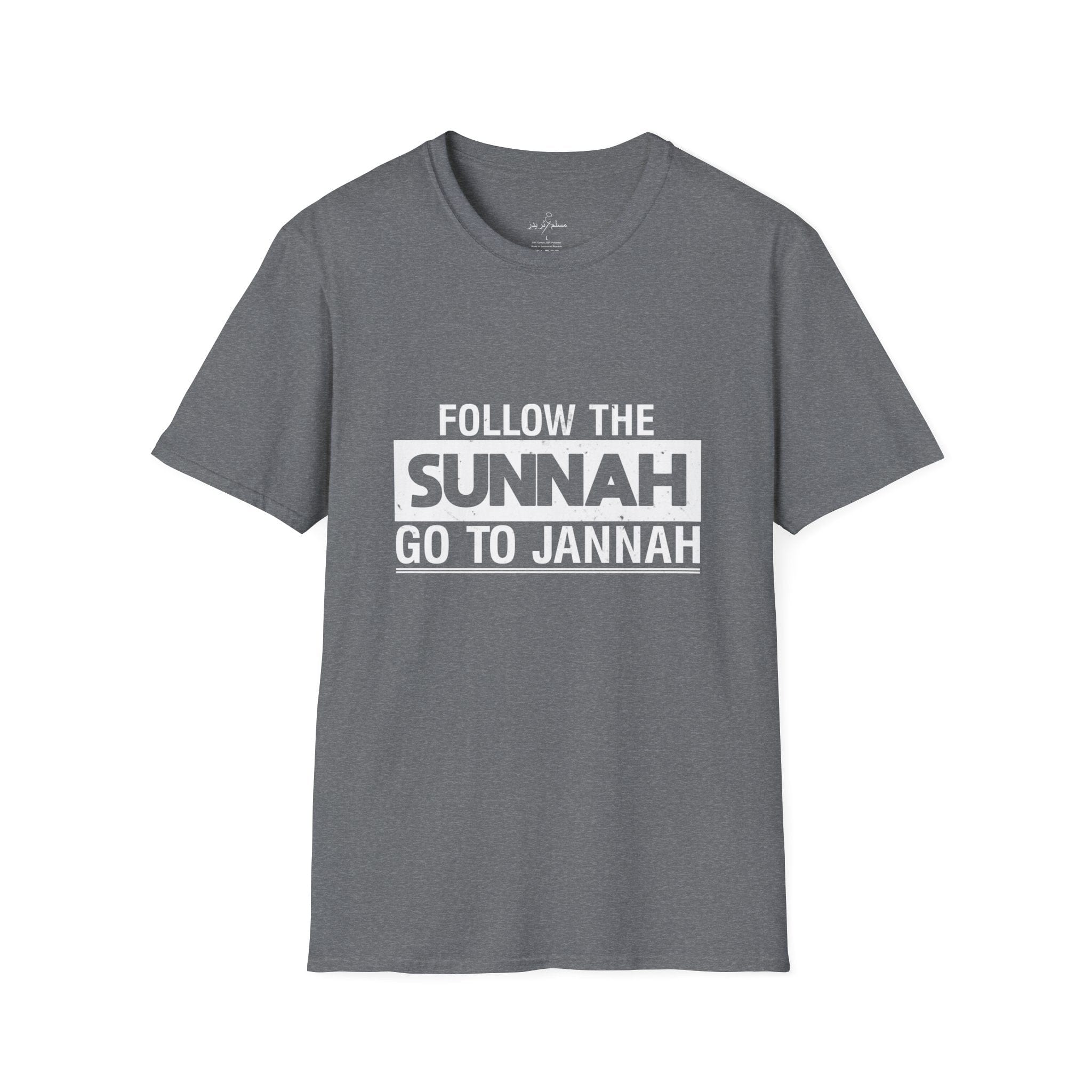 Printify T-Shirt Islamic Tee Shirt - Unisex Softstyle T-Shirt - Follow the Sunnah Go to Jannah Quote Design