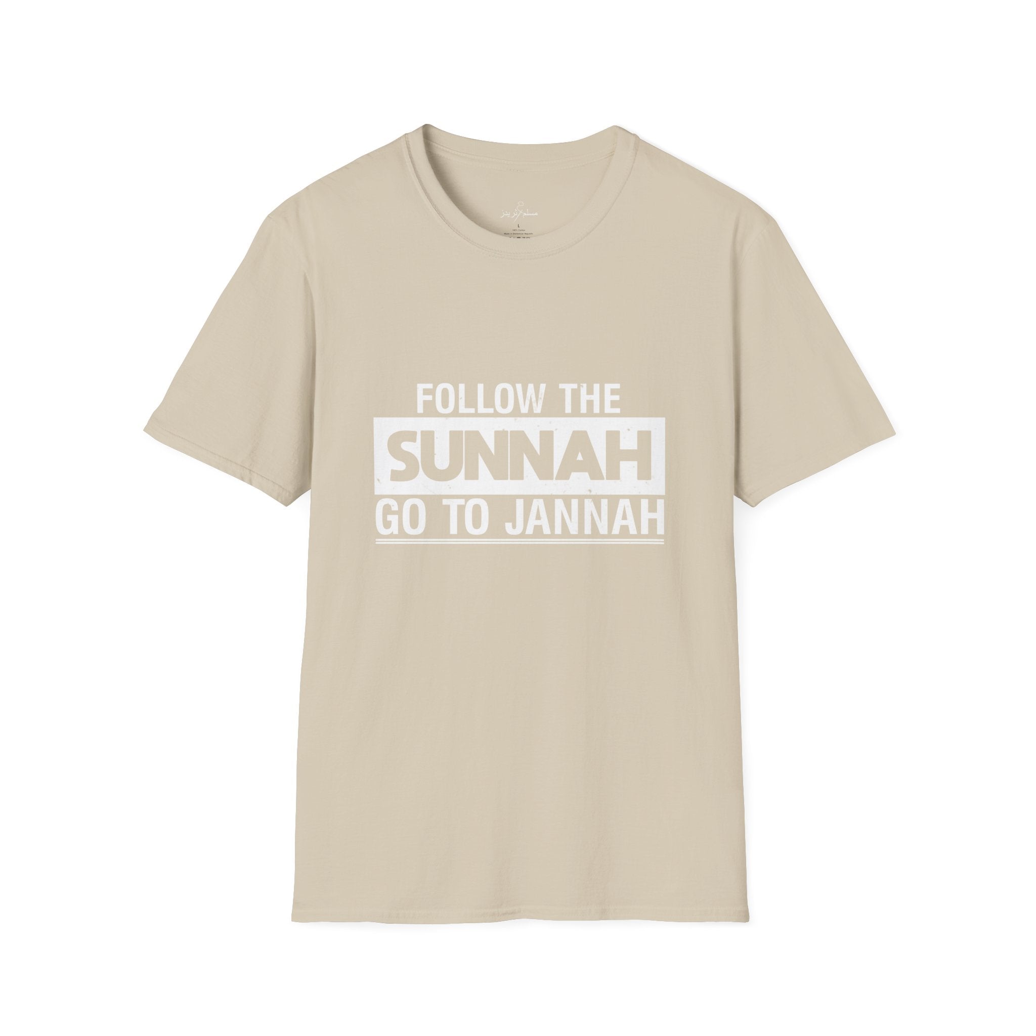 Printify T-Shirt Islamic Tee Shirt - Unisex Softstyle T-Shirt - Follow the Sunnah Go to Jannah Quote Design