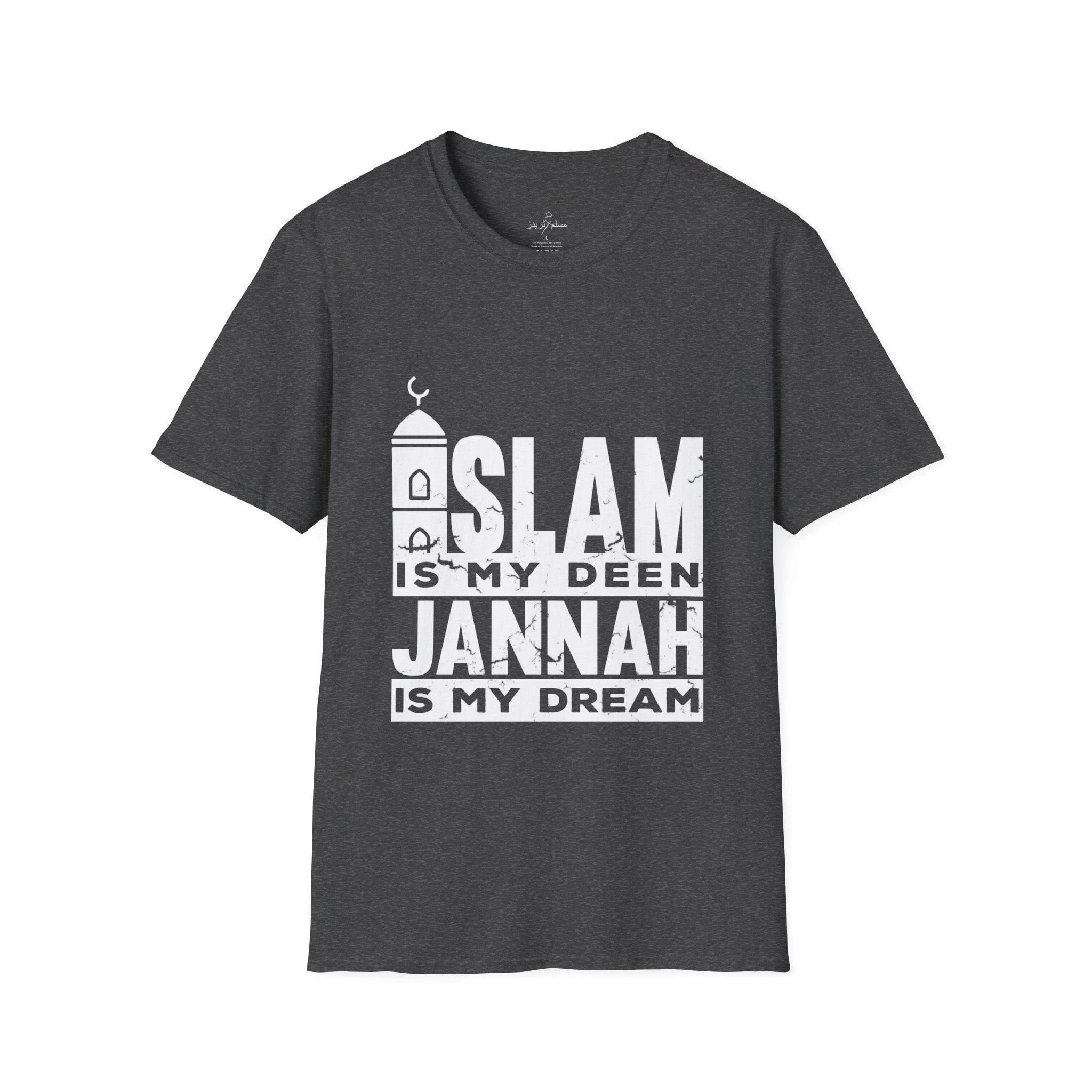 Printify T-Shirt Islamic Tee Shirt - Unisex Softstyle T-Shirt -Islam is my Deen Jannah is my Dream Quote Design