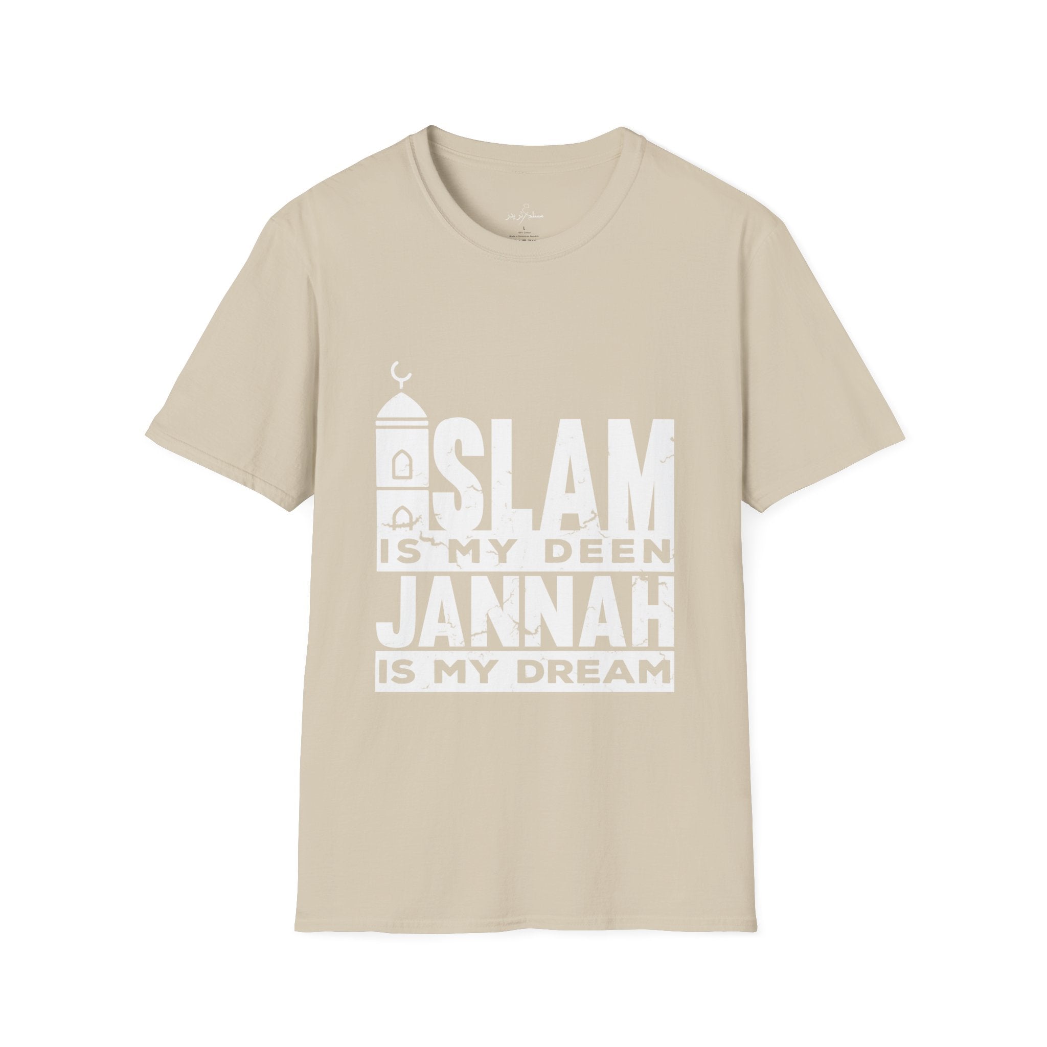 Printify T-Shirt Islamic Tee Shirt - Unisex Softstyle T-Shirt -Islam is my Deen Jannah is my Dream Quote Design