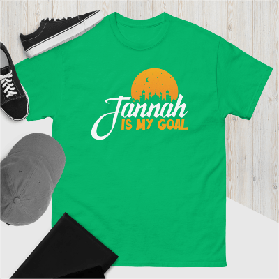 Printify T-Shirt Islamic Tee Shirt - Unisex Softstyle T-Shirt -Jannah is my Goal Quote Design