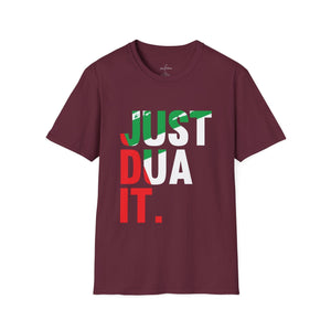 Printify T-Shirt Maroon / S Islamic Tee Shirt - Unisex Softstyle T-Shirt -Just Dua It Quote Design